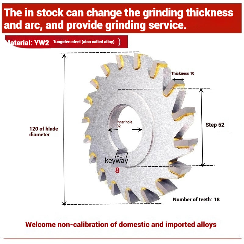 1057-Alloy three-face milling cutter can be customized tungsten steel 63 80 100 125 YW2 steel parts milling slot welding disk cutter Shandong Denso Pricision Tools Co.,Ltd.